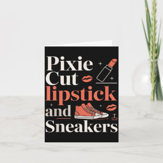 Pixie cut lipstick and sneakers short hair style  card