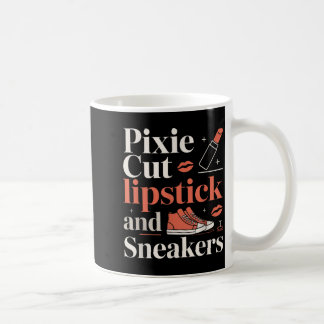 Pixie cut lipstick and sneakers short hair style coffee mug