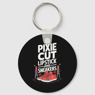 Pixie cut lipstick and sneakers short hair style key ring