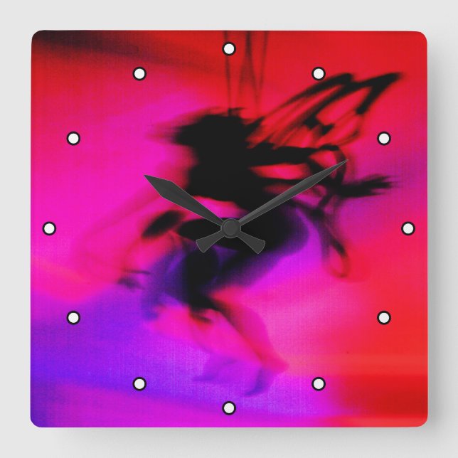 Pixie Dancing in Pink with Dots Square Wall Clock (Front)