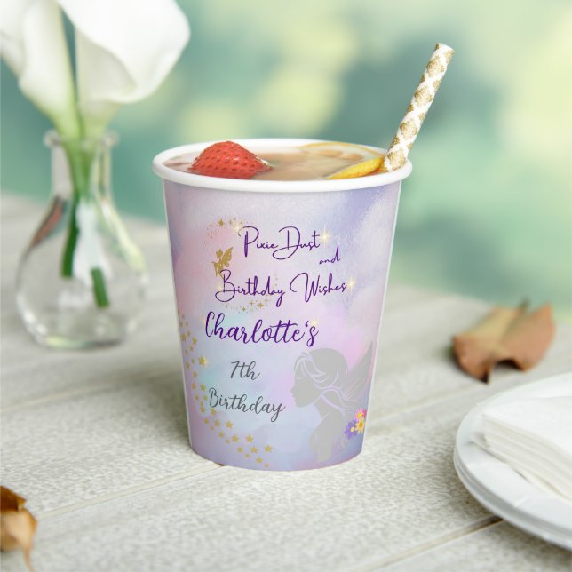 "Pixie Dust and Birthday Wishes" Fairy Party  Paper Cups (Insitu)