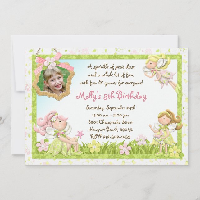 Pixie Fairy Birthday Party Invitation (Front)