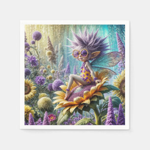 Pixie Fairy On a Sunflower Napkin