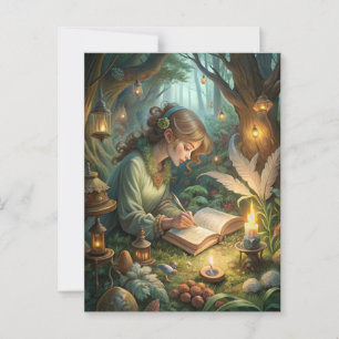 Pixie Girl Writing Postcard