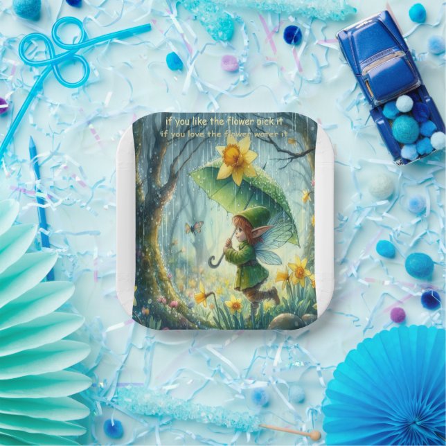 Pixie in the rain paper plate (Party)