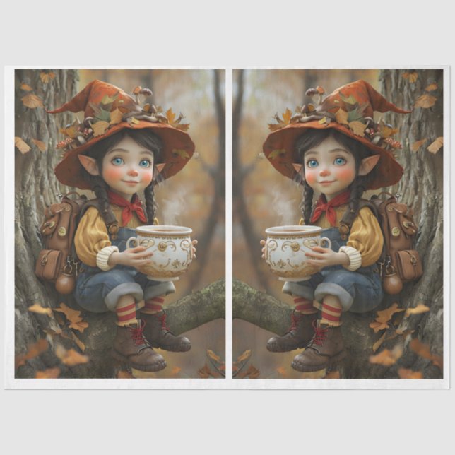 Pixie Orange Hat Mirror Tissue Paper (Front)