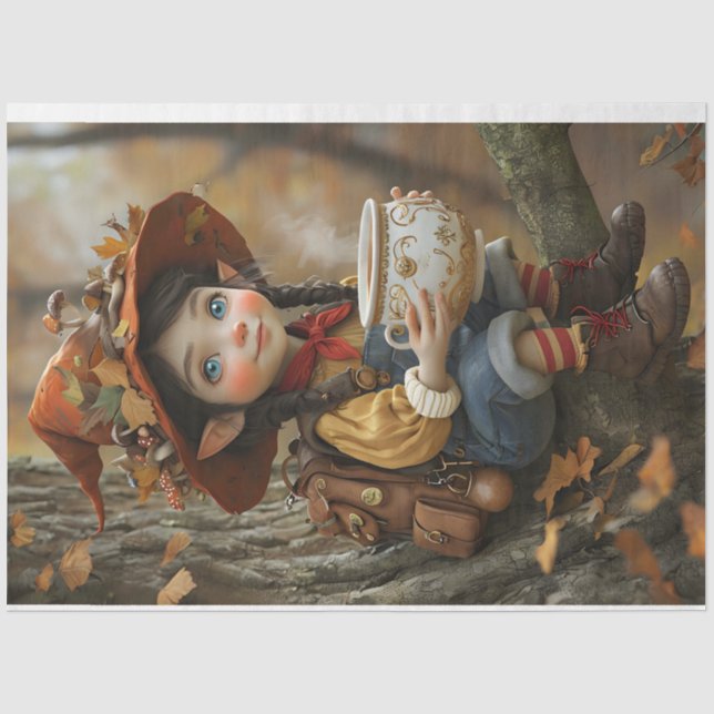 Pixie  Orange Right Facing Hat Tissue Paper (Front)