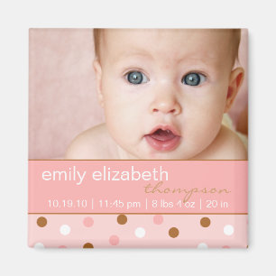 Pixie Pink Polka Dots Baby Girl Photo Magnet