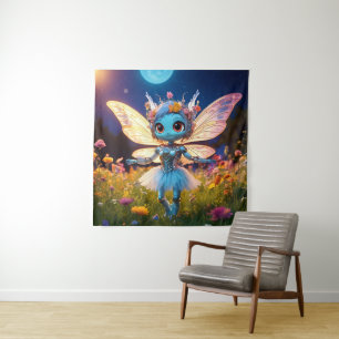 Pixie Robot Ballerina Dancing in the Wildflowers Tapestry