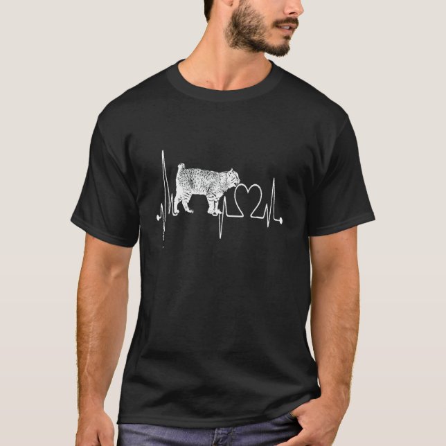 Pixiebob Cat Heartbeat EKG Funny I Love My Pixiebo T-Shirt (Front)