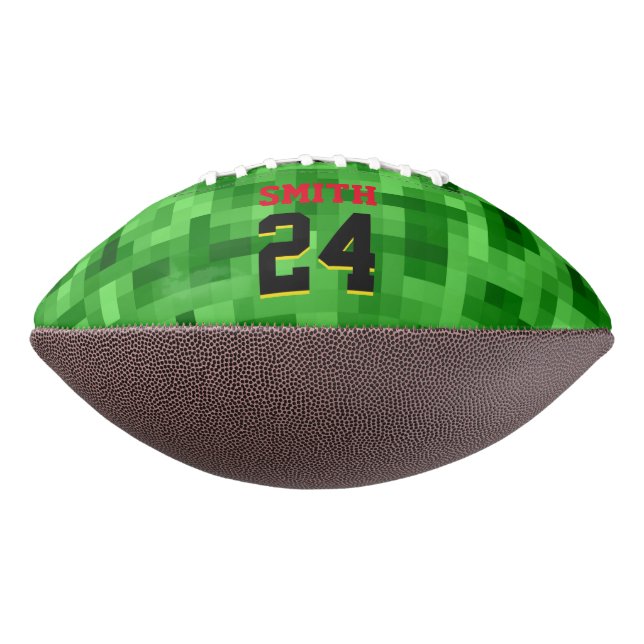 Pixilated Grass Player Name Number Cool Football (Rotated 270)