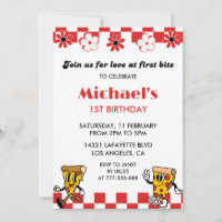 Pizza 1st Birthday Invitations| Love Pizza Party