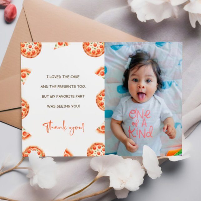 Pizza 1st Birthday Party Thank You Card (Creator Uploaded)