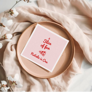 Pizza 1st Hand Written Drawn Slice Of Fun Birthday Napkin