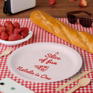 Pizza 1st Hand Written Drawn Slice Of Fun Birthday Paper Plate