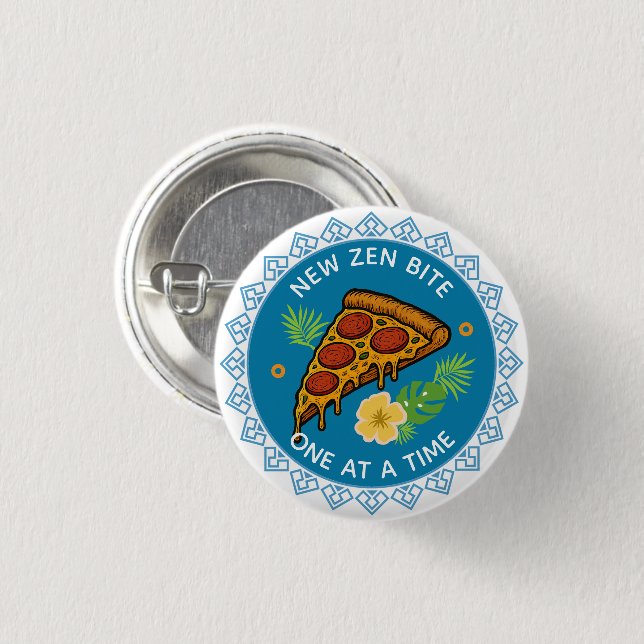 pizza 3 cm round badge (Front & Back)