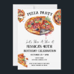 Pizza 40th Birthday Party Invitation<br><div class="desc">watercolor pizza party invitations. All text is adjustable and easy to change for your own party needs. Adult birthday party invitations,  printable download invites,  casual modern simple adult party ideas.</div>