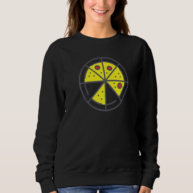 Pizza 6 Slices Cheese Pepperoni Funny Geometric Fo Sweatshirt (Front)
