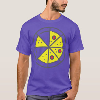 Pizza 6 Slices Cheese Pepperoni Funny Geometric Fo T-Shirt