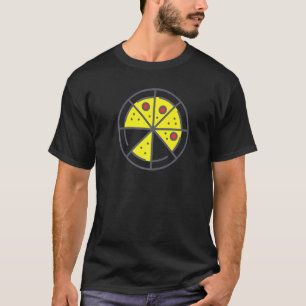 Pizza 6 Slices Cheese Pepperoni Funny Geometric Fo T-Shirt