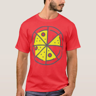 Pizza 6 Slices Cheese Pepperoni Funny Geometric Fo T-Shirt