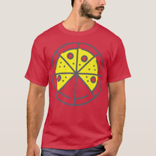 Pizza 6 Slices Cheese Pepperoni Funny Geometric Fo T-Shirt