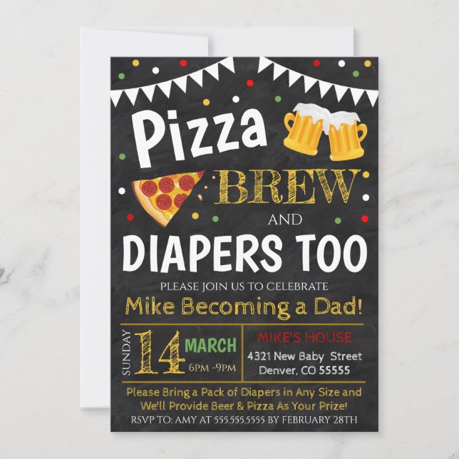 Pizza and Beer Baby Shower Invitation (Front)