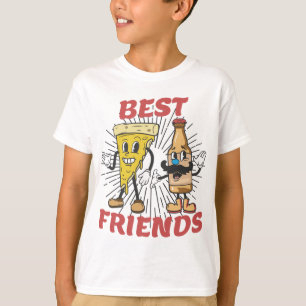Pizza And Beer Best Friends Vintage Style Cartoon  T-Shirt