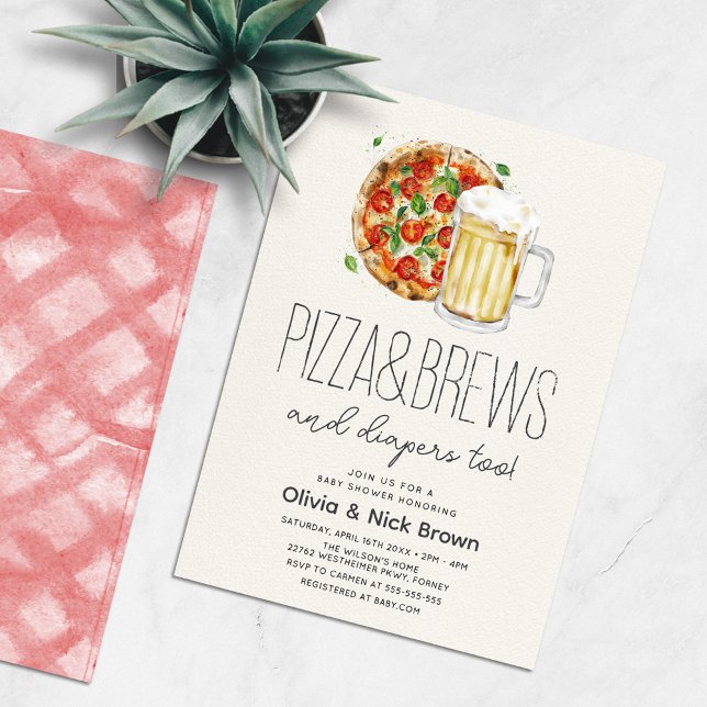 Pizza and Beer Casual Couples Baby Shower Invitation (Creator Uploaded)
