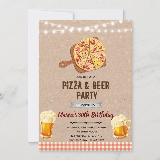 Pizza and beer party Invitation (Front)