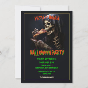 Pizza and Bones Halloween Party Invitation