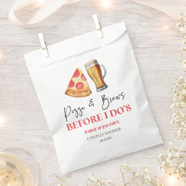 Pizza and Brews Before I Do's Couples Shower Favour Bags (Clipped)