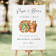Pizza And Brews Before I Do's, Pizza And Beer Sign