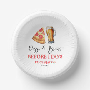 Pizza and Brews Before I Do's Rehearsal Dinner Paper Plate