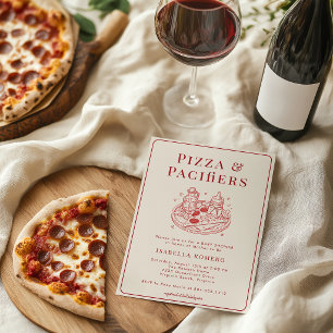 Pizza and Pacifiers Italian Themed Baby Shower Invitation