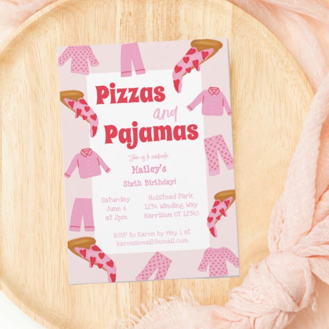 Pizza and Pajama Girls Birthday Party  Invitation (Creator Uploaded)