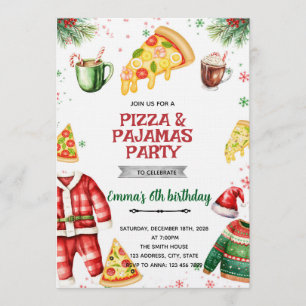 Pizza and Pajamas Christmas Invitation