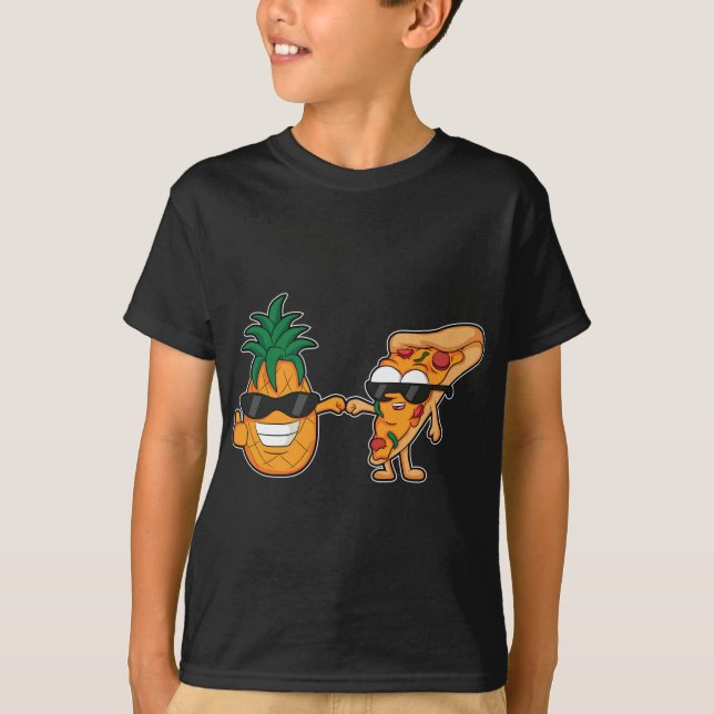 pizza and pineapple cartoon Design T-Shirt (Front)
