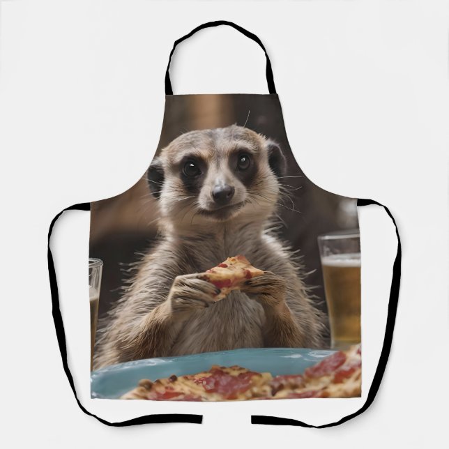 "Pizza and Pints: A Meerkat’s Perfect Snack Break" Apron (Front)