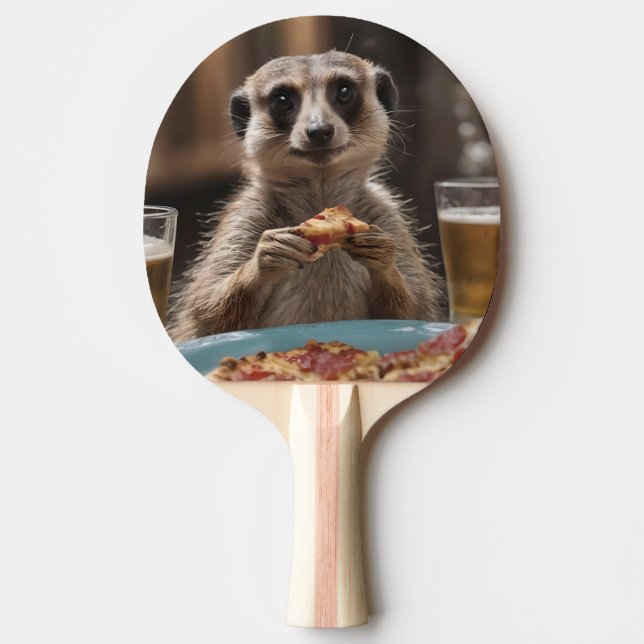 "Pizza and Pints: A Meerkat’s Perfect Snack Break" Ping Pong Paddle (Front)