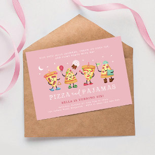 Pizza and Pyjamas Sleepover Slumber Party Birthday Invitation