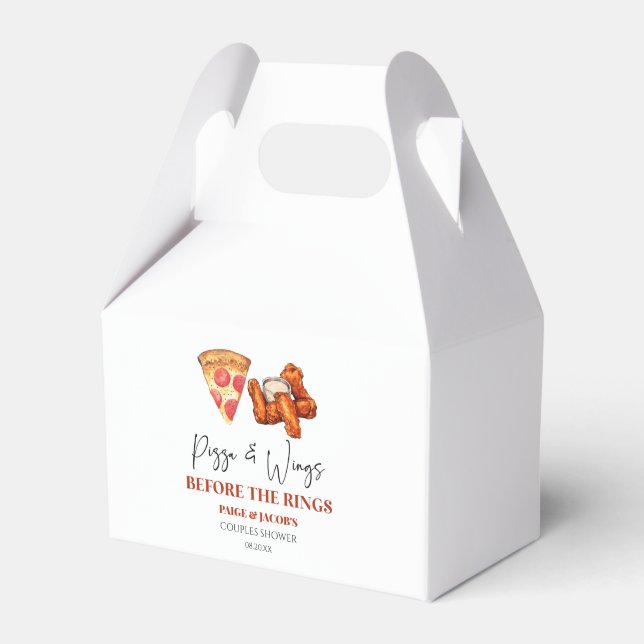 Pizza and Wings Before The Rings Couples Shower Favour Box (Front Side)