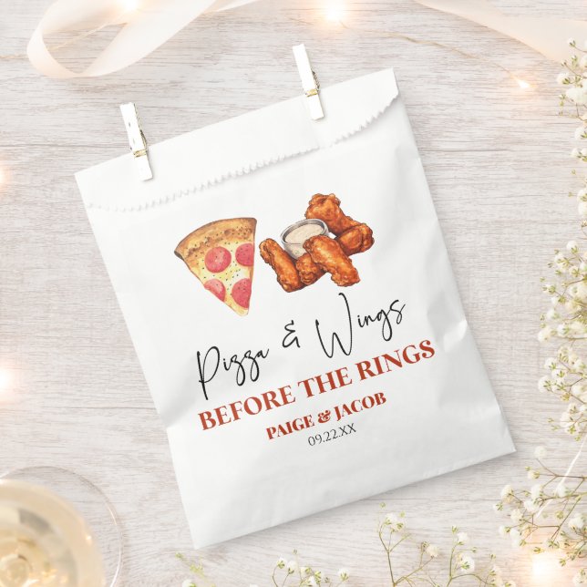 Pizza and Wings Before The Wings Rehearsal Dinner Favour Bags (Clipped)