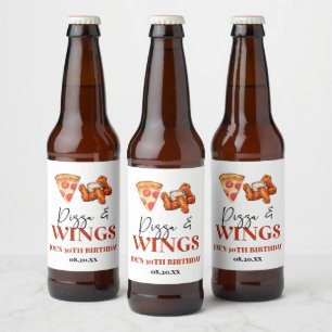 Pizza and Wings Birthday Party Beer Bottle Label