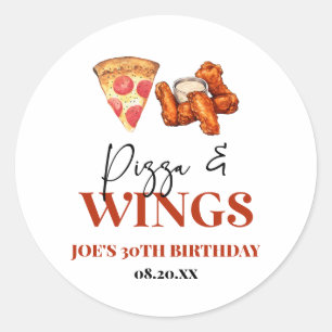 Pizza and Wings Birthday Party Classic Round Sticker
