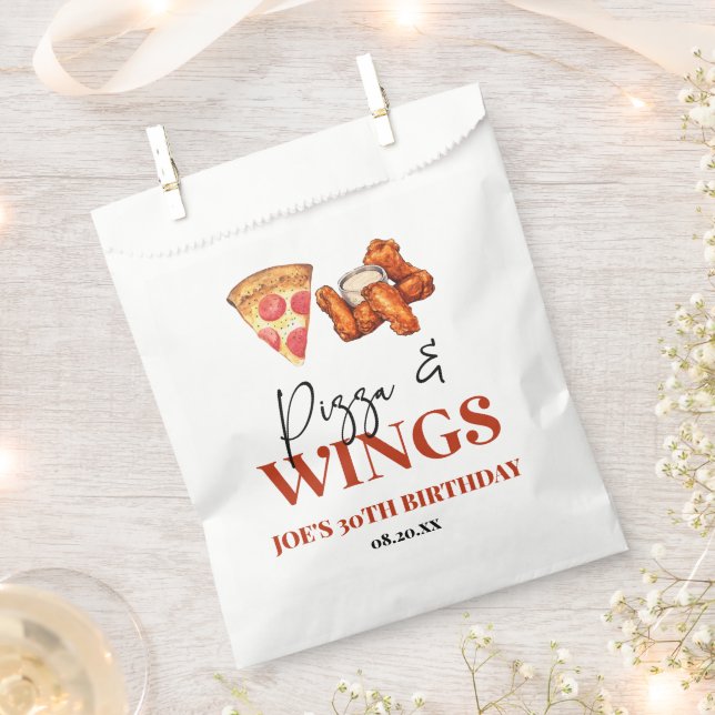Pizza and Wings Birthday Party Favour Bags (Clipped)
