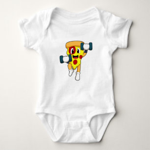 Pizza at Fitness with Dumbbells Baby Bodysuit