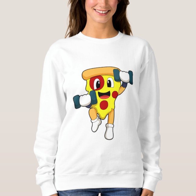 Pizza at Fitness with Dumbbells Sweatshirt (Front)