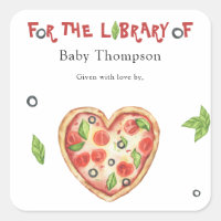 Pizza Baby Shower bookplate - for the library of