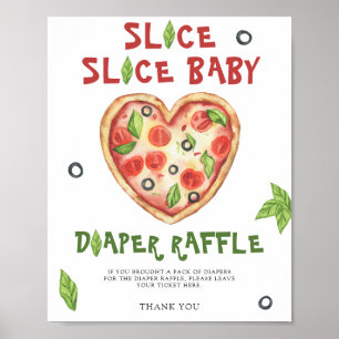 Pizza baby shower - diaper raffle poster